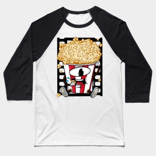 Popcorn Bucket Cartoon Baseball T-Shirt